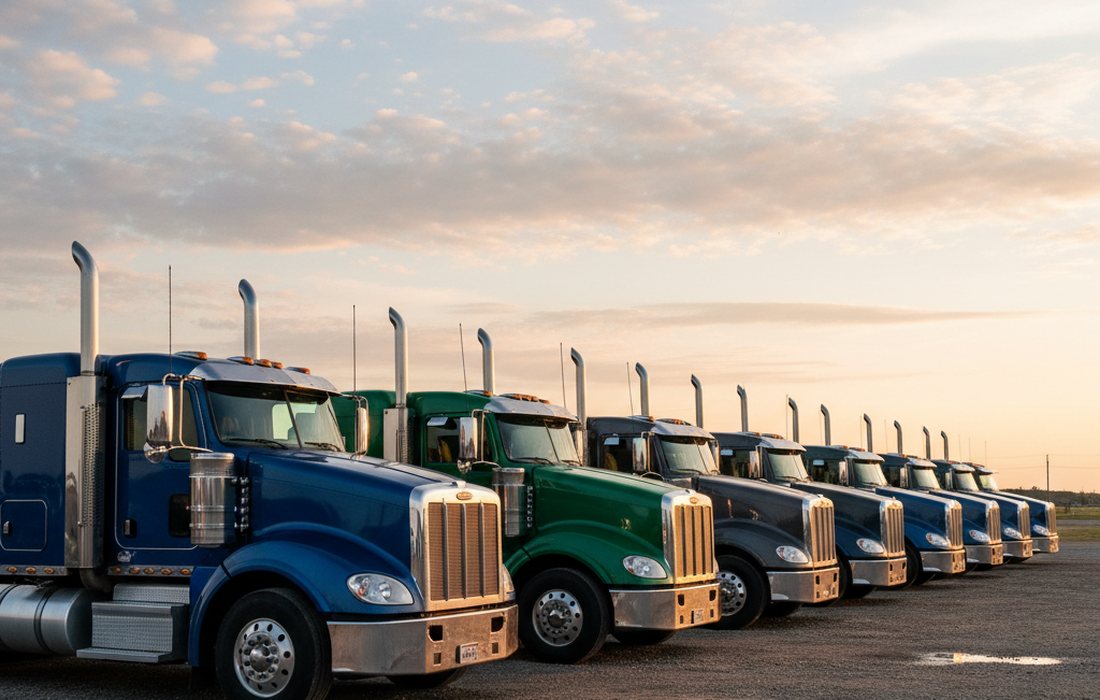 Tractors parked at the terminal yard